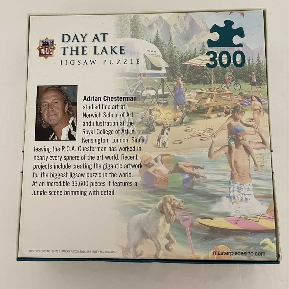 New DAY AT THE LAKE 300 Pc Jigsaw Puzzle Adrian Chesterman Artist MasterPieces - Picture 4 of 5